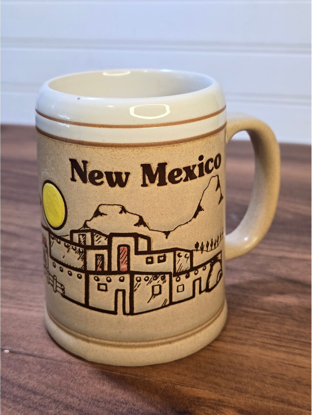 New Mexico Themed Ceramic Beer Mug with Southwestern Design